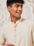 Men's Cream Fine Cotton Satan Kurta Pant Set